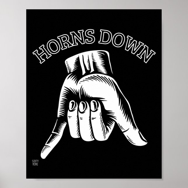 Poster "HORNS DOWN" drôle (Devant)