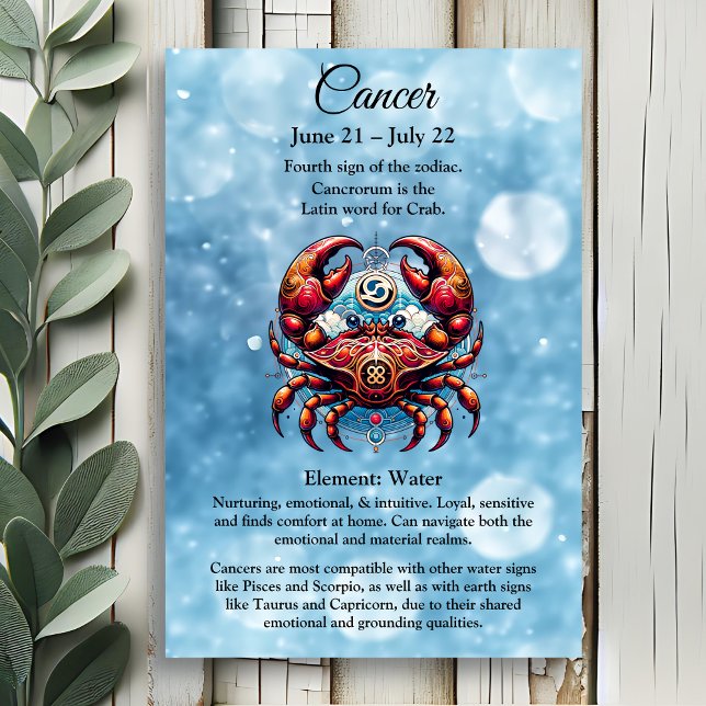 Poster Horoscope signe astrologique du cancer le crabe (Créateur téléchargé)