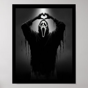 Poster Horreur Visage Horreur Coeur fantôme Mains Déplais