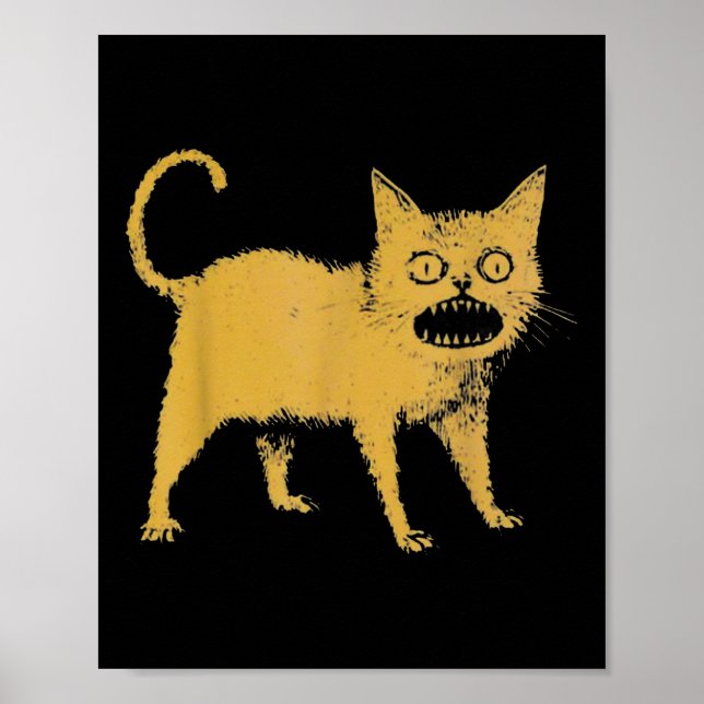 Poster Horrible chat japonais drôle (Devant)