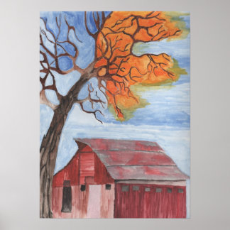 Poster Hors de la grange Couleur de l'eau Pastel