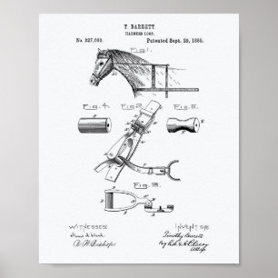 Poster Horse Harness Loop 1885 Brevet Art Livre blanc