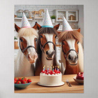 Poster Horse Wall Art, Horse Birthday Party, Drôle Cheval
