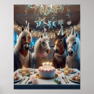 Poster Horse Wall Art, Horse Birthday Party, Drôle Cheval
