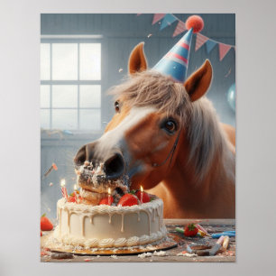 Poster Horse Wall Art, Horse Birthday Party, Drôle Cheval