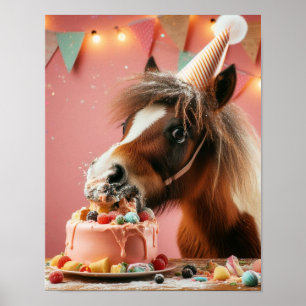 Poster Horse Wall Art, Horse Birthday Party, Drôle Cheval