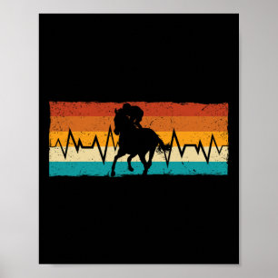 Poster Horseback Rider Equestre Heartbeat Horse Lover R