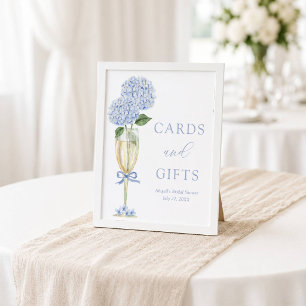 Poster Hortensia Bleu, Cartes et Cadeaux en Verre Doré