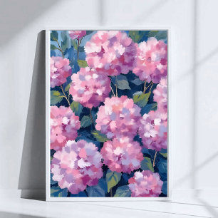 Poster Hortensias Rose Pâle Art Floral Aquarelle