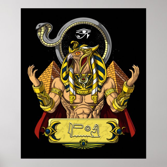 Poster Horus Egyptian God Ra Pyramide Ancient Mythology (Devant)