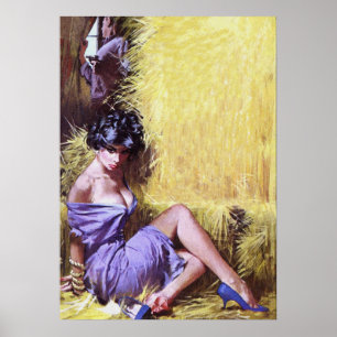 Poster Hostage Of Love Vintage Pulp Magazine Couverture