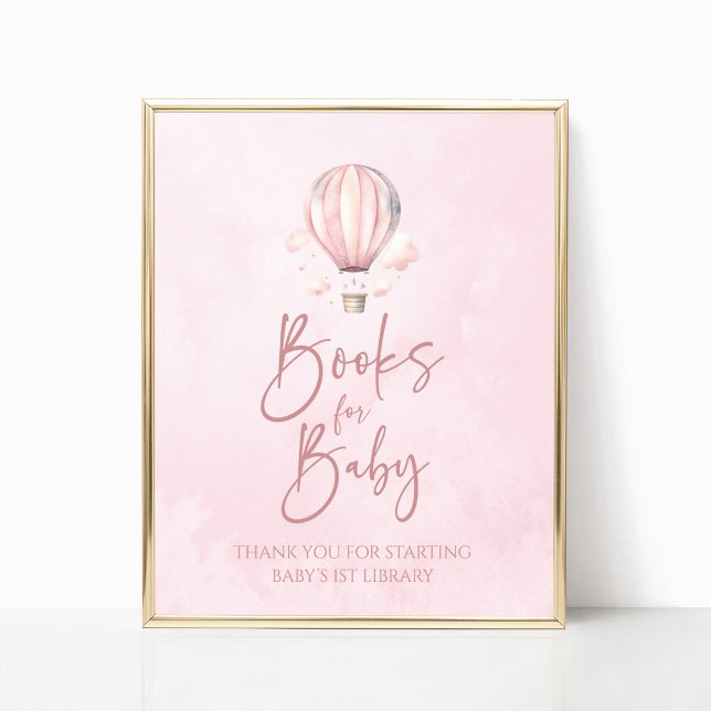 Poster Hot Air Balloon Baby Shower Books For Baby Sign (Créateur téléchargé)