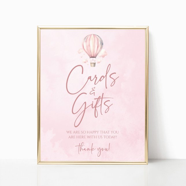 Poster Hot Air Balloon Baby Shower Cards and Gifts Sign (Créateur téléchargé)