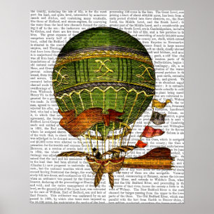 Poster Hot Air Balloon Green