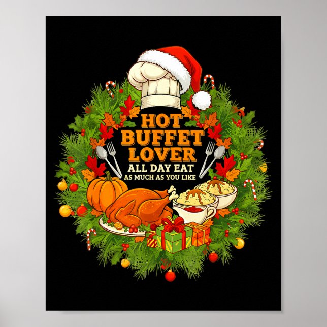 Poster Hot Buffet Available All Day Eat Funny Holiday Foo (Devant)