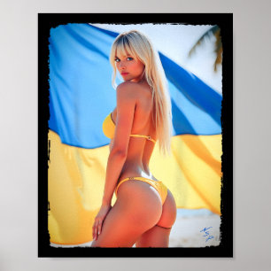 Poster Hot Bybe - Fille Magnifique en Bikini avec le Drap