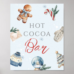 Poster Hot Cocoa Bar Noël hiver premier anniversaire