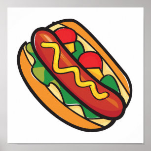 Poster hot dog à bun