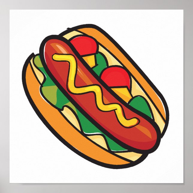 Poster hot dog à bun (Devant)