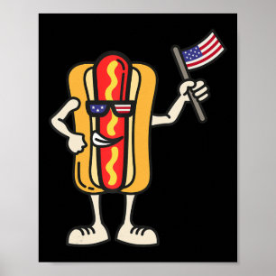 Poster Hot Dog American Flag Juillet 4 Patriotic BBQ Cook