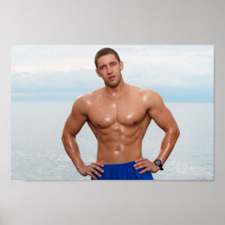 Poster Hot Guy dans Ocean Sexy Shirless Muscle Man Hunk