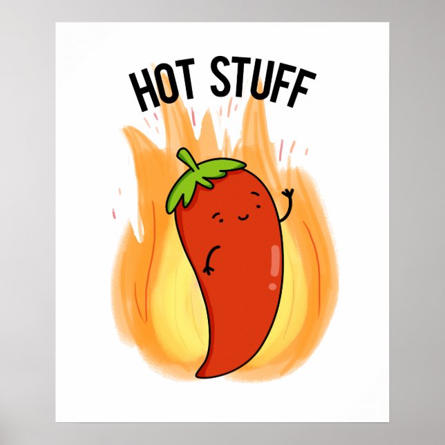 Poster Hot Stups Funny Red Hot Chili Pepper Pun (Devant)