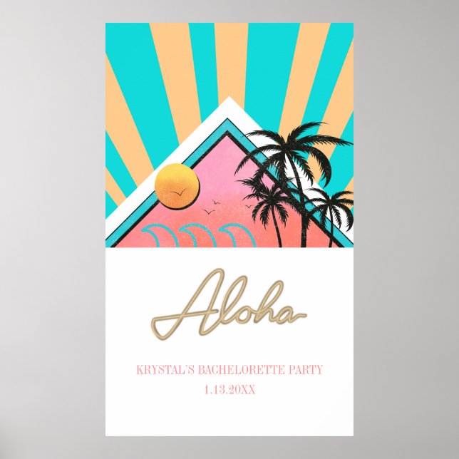 Poster Hot Tropical Beach Bachelorette Party Neon (Devant)