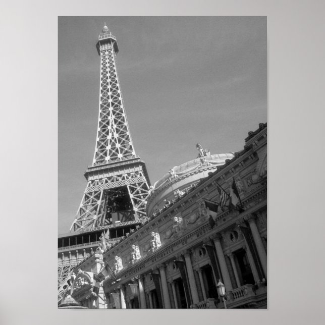 Poster Hôtel à Paris à Las Vegas (B&W) (Devant)