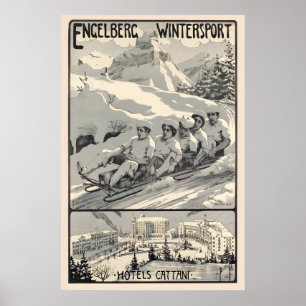 Poster Hôtel de sports d'hiver Engelberg Cattani Suisse
