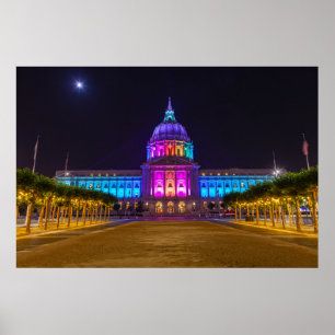 Poster Hôtel de ville de San Francisco à Pride Rainbow