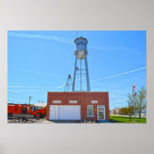 Poster Hôtel de ville et château d'eau de Bucklin, Kansas
