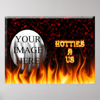 Poster Hotties R Us feu et flammes marbre rouge