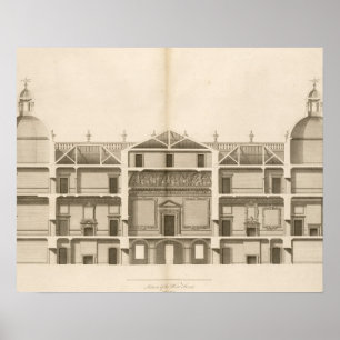 Poster Houghton Hall : section de l'avant occidental,