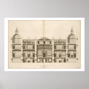 Poster Houghton Hall : section du front ouest, gravée