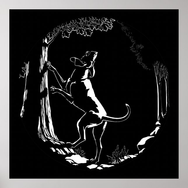 Poster Hound Dog Art Imprimer Chasse Amoureux des chiens  (Devant)