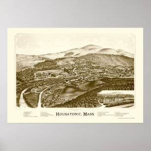 Poster Housatonic, carte panoramique de mA - 1890