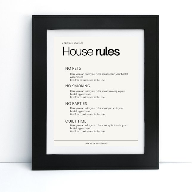Poster House rules auberge bed & breakfast info (Créateur téléchargé)