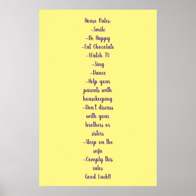 Poster House Rules Normas de la casa (Vorne)