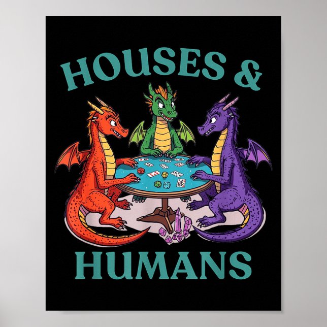 Poster Houses And Humans Dragon Tabletop Rpg Fantasy Paro (Devant)