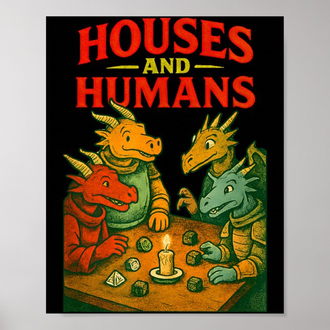 Poster Houses And Humans Gaming Funny Rpg Gamer Men Boys  (Devant)