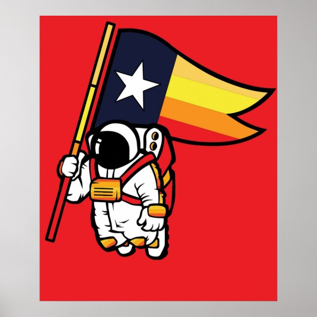 Poster Houston Champ Texas Drapeau astronaute Space City (Devant)