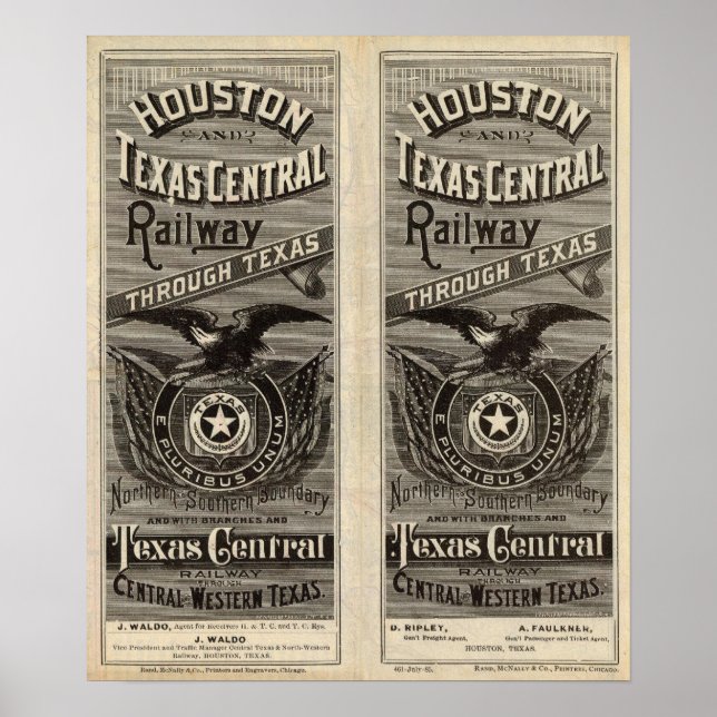 Poster Houston et Texas Central Railway via Texas 2 (Devant)