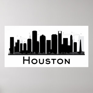 Poster Houston, le Texas horizon noir et blanc de   de