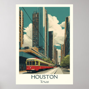 Poster Houston Texas City Skyline Tram