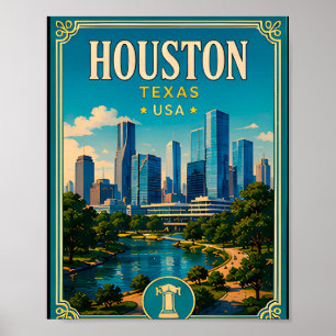 Poster 🚀 Houston Texas Mémoire de vacances Visite du cen
