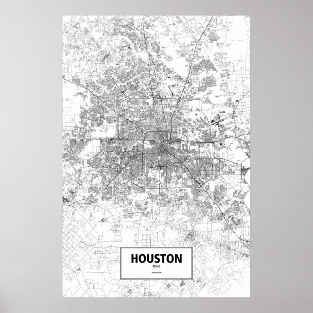 Poster Houston, Texas (noir sur blanc) (Devant)