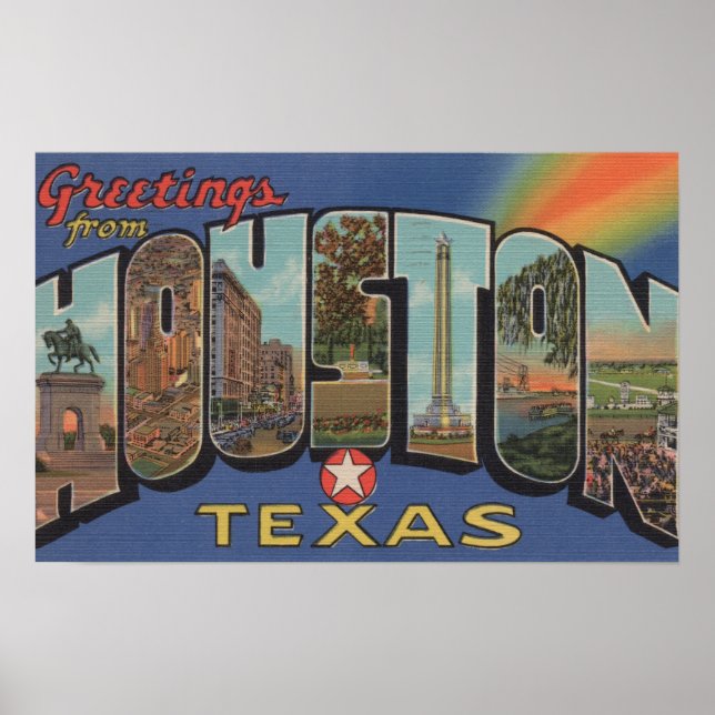 Poster Houston, Texas - Scènes de grandes lettres (Devant)