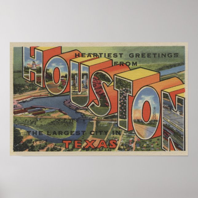 Poster Houston, Texas - Scènes de grandes lettres 2 (Devant)
