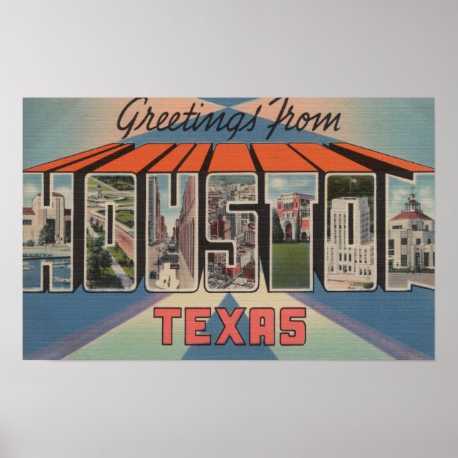 Poster Houston, Texas - Scènes de grandes lettres 3 (Devant)