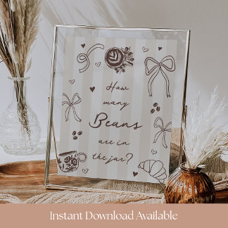 Poster How Many Coffee Beans Guessing Game Sign